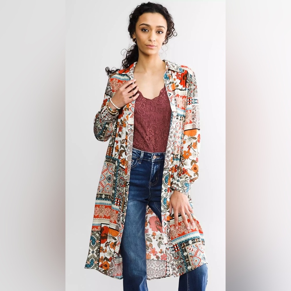 Gimmicks by BKE Patchwork Woven Kimono / Dress NWOT